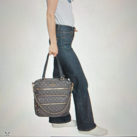 MZ Wallace Crosby Quilted Magnet Gray and Gold Tote Magnet Color - Picture 3 of 16